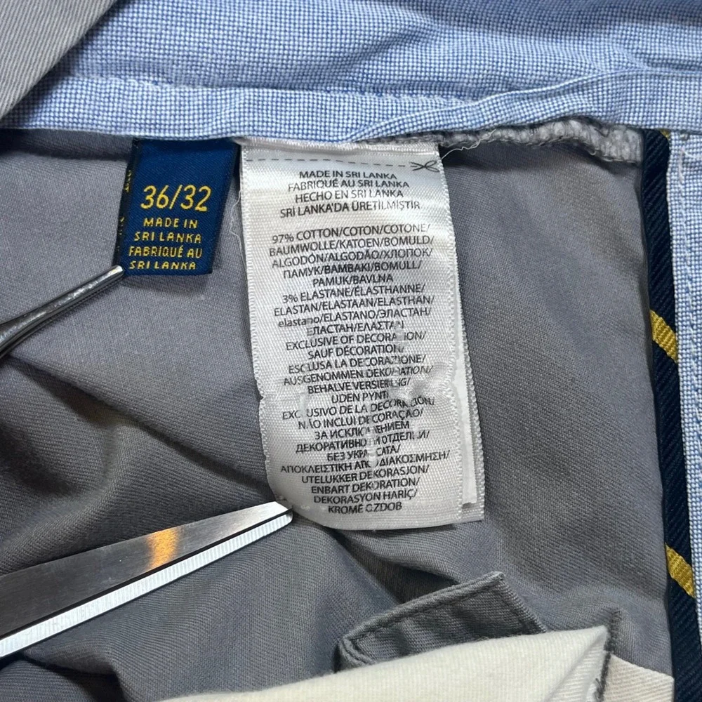 Polo Ralph Lauren Chino Pants Grey Stretch Straight Fit Preppy Office Ivy 30x32